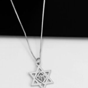 שרשרת מגן דוד כסף עם חי וכל התנך